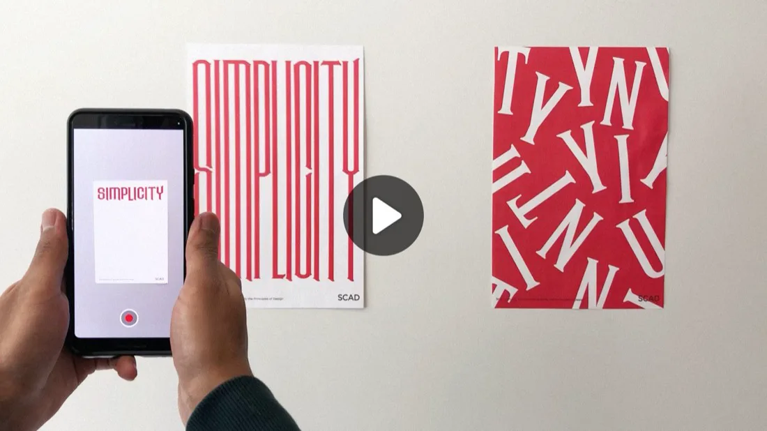 An augmented reality poster in a stairwell