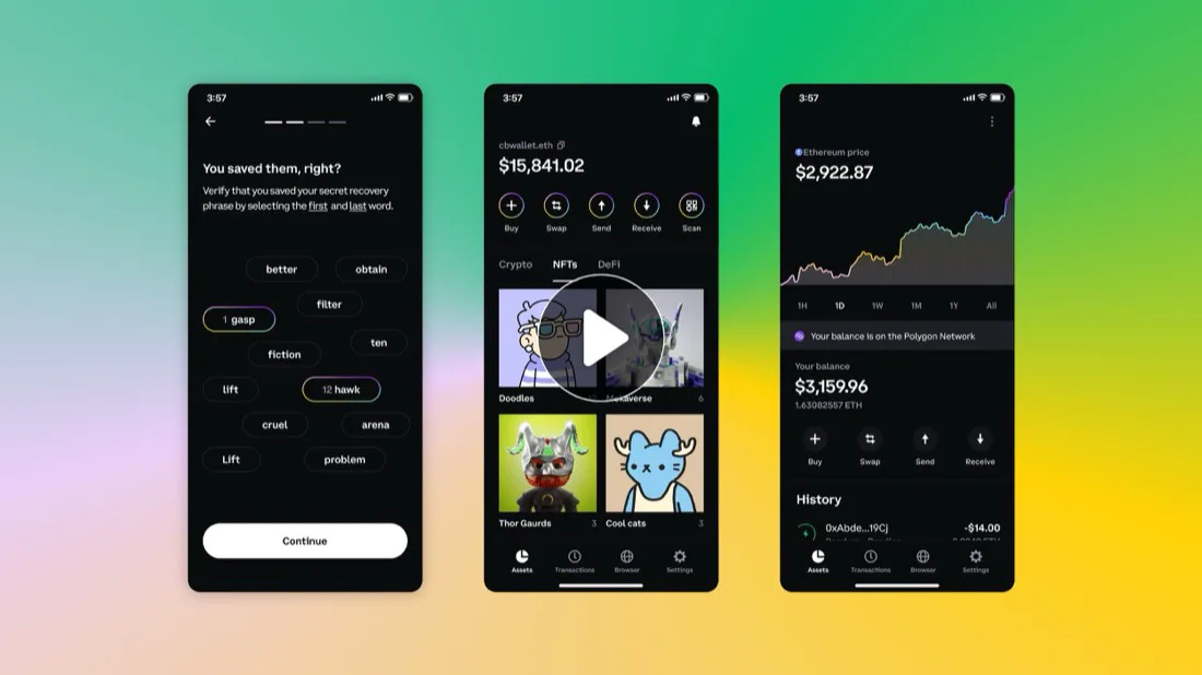 Coinbase Wallet in the Miami colour palette