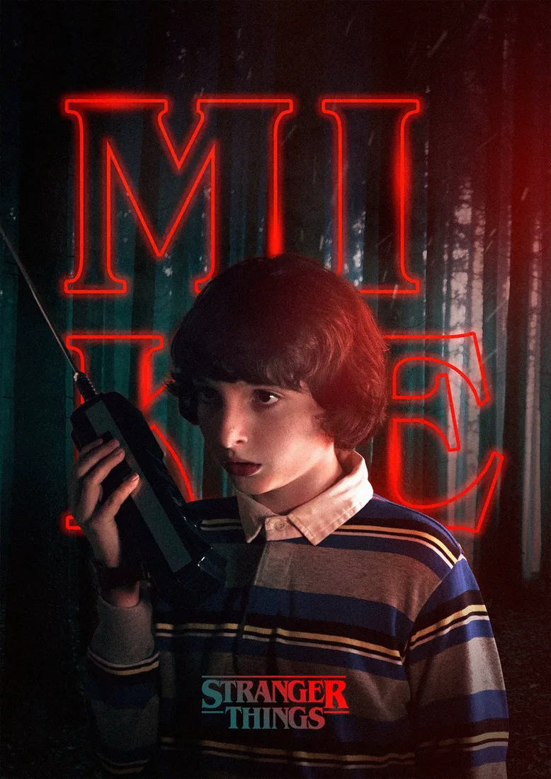A poster in a dark neon treatment