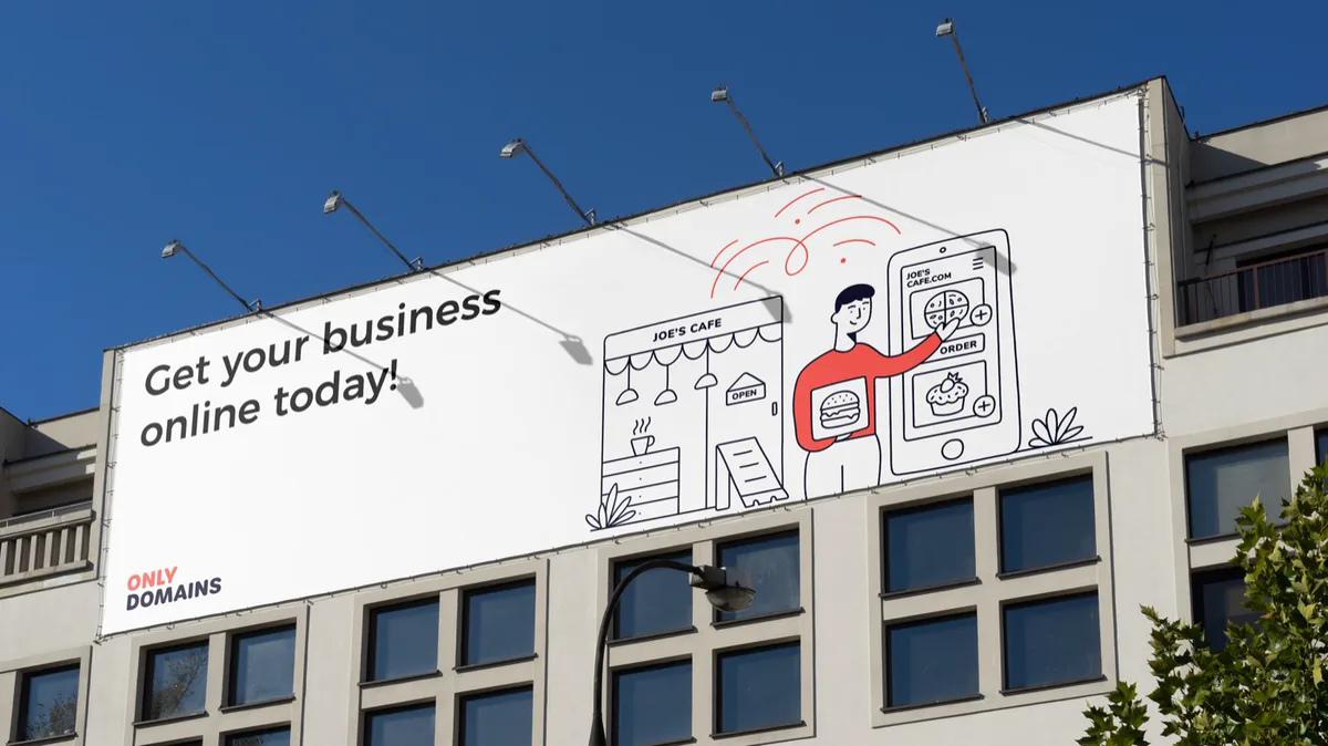 A billboard reading get your business online today
